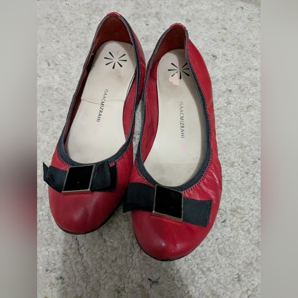 Isaac Mizrahi Women's Shoes Flats Red Leather Size 7.5